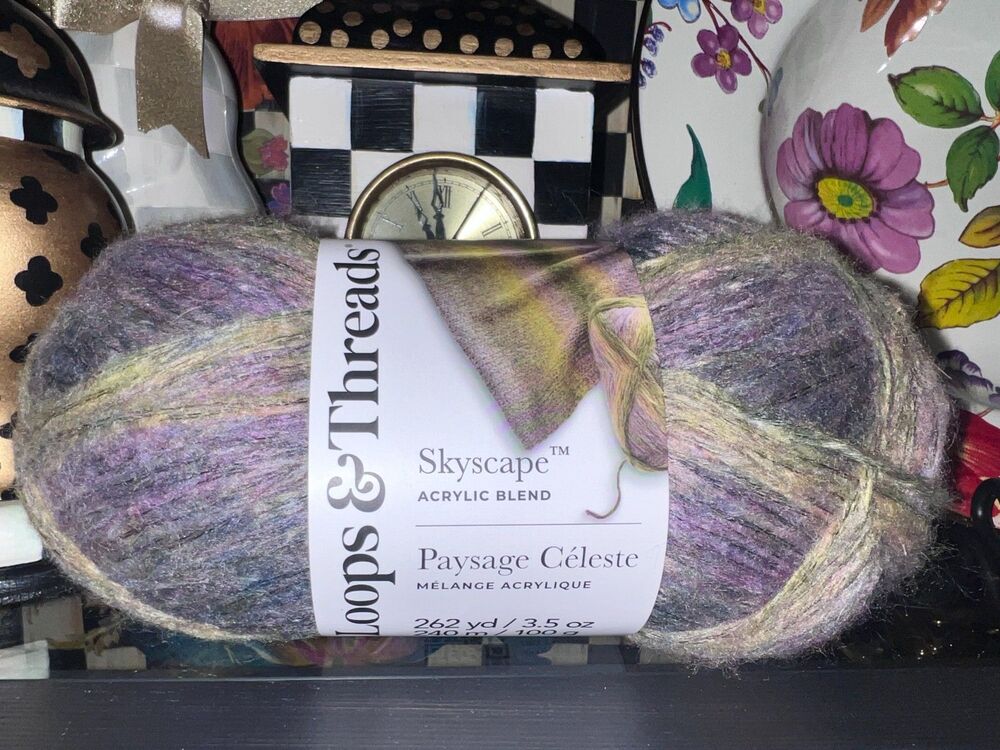 Yarn by Loops & Threads® Skyscape Paysage Chartreuse & Purple Multi ONE Skein